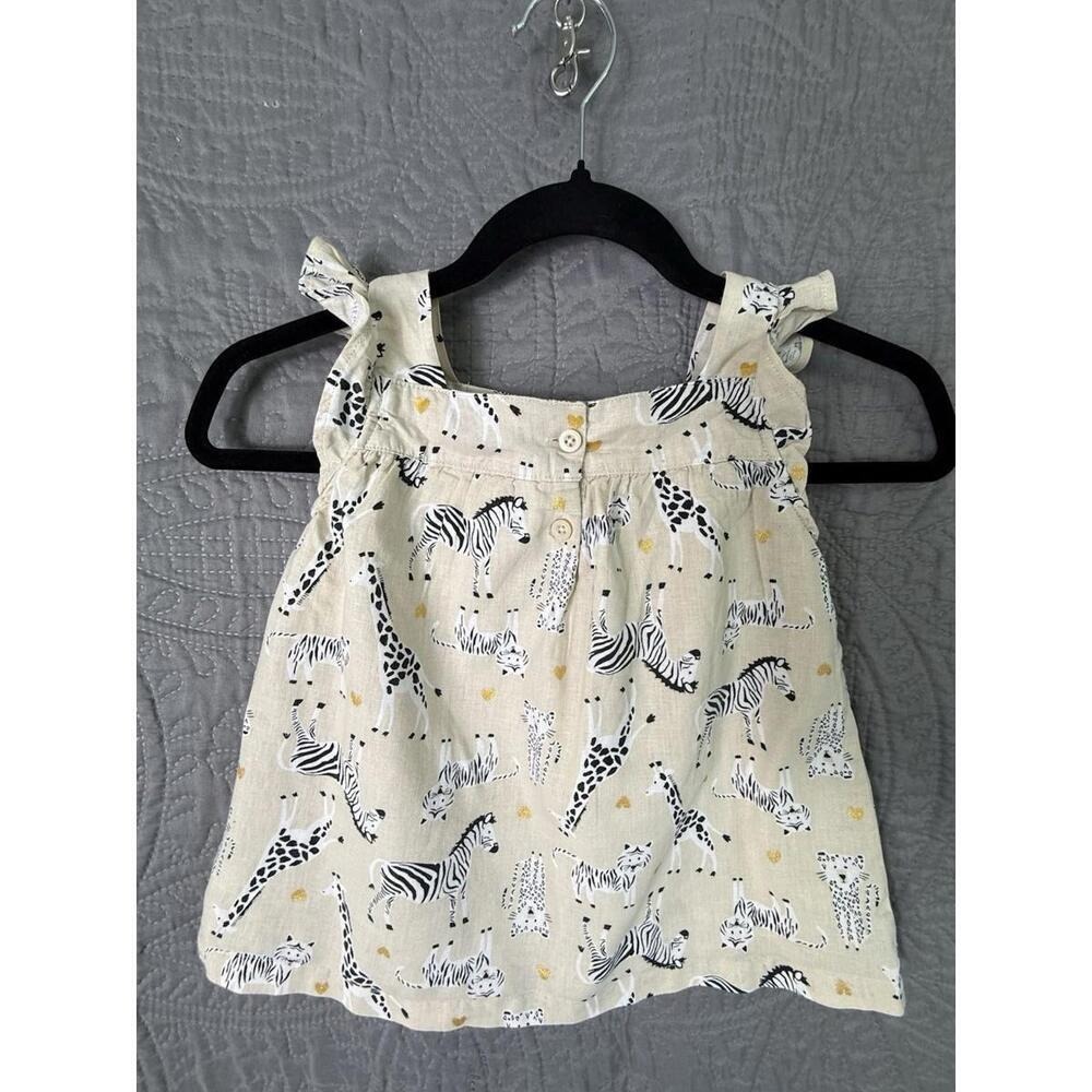 koala kids girls beige zebra novelty print dress cotton & linen blend size 5T - Picture 4 of 9